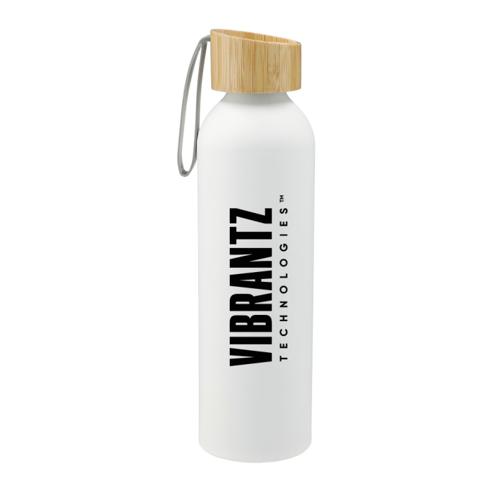 Water Bottle w/ Bamboo Lid - 20 oz. | White